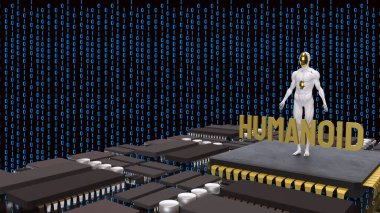 Teknoloji ve bilim konsepti 3D Hazırlama için İnsansı.