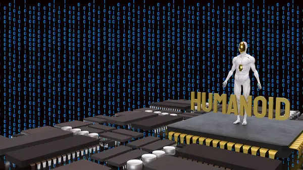 Teknoloji ve bilim konsepti 3D Hazırlama için İnsansı.