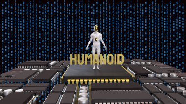 Teknoloji ve bilim konsepti 3D Hazırlama için İnsansı.