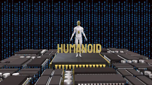 Teknoloji ve bilim konsepti 3D Hazırlama için İnsansı.