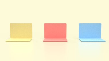 Teknoloji konsepti 3d oluşturma için dizüstü bilgisayar çoklu rengi.