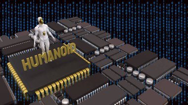 Teknoloji ve bilim konsepti 3D Hazırlama için İnsansı.