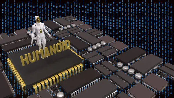 Teknoloji ve bilim konsepti 3D Hazırlama için İnsansı.