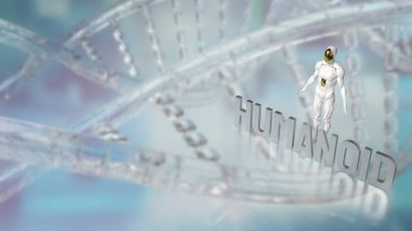 Teknoloji ve bilim konsepti 3D Hazırlama için İnsansı.