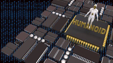 Teknoloji ve bilim konsepti 3D Hazırlama için İnsansı.