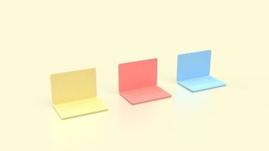 Teknoloji konsepti 3d oluşturma için dizüstü bilgisayar çoklu rengi.