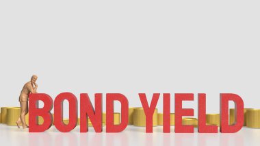 İş Konsepti 3D Hazırlama için tahvil verimi ve madeni paralar.