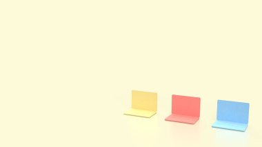 Teknoloji konsepti 3d oluşturma için dizüstü bilgisayar çoklu rengi.