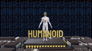 Teknoloji ve bilim konsepti 3D Hazırlama için İnsansı.