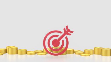 İş Konsepti 3D görüntüleme için mavi göz hedefi ve altın sikkeler.