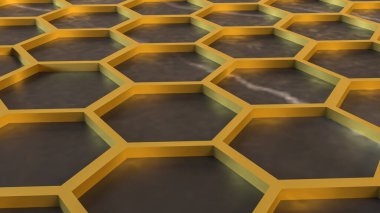 Soyut Arı Kovanı ve Siyah Mermer Konsept 3d Hazırlama