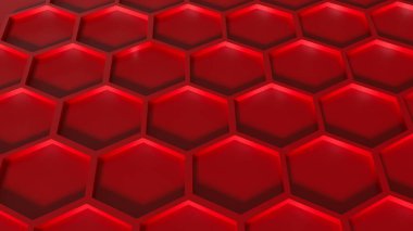 Soyut Arkaplan Konsepti 3D Hazırlama için Kırmızı Arı Kovanı.