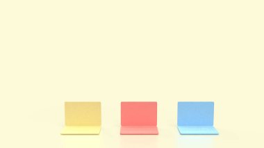 Teknoloji konsepti 3d oluşturma için dizüstü bilgisayar çoklu rengi.