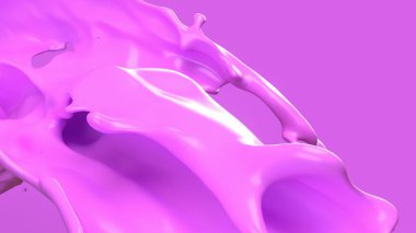 Soyut arkaplan resmi 3d oluşturma için pembe sıvı sıçrama.