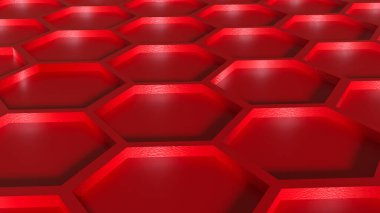 Soyut Arkaplan Konsepti 3D Hazırlama için Kırmızı Arı Kovanı.