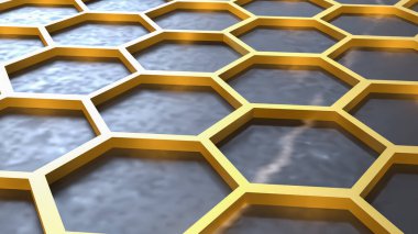 Soyut Arı Kovanı ve Siyah Mermer Konsept 3d Hazırlama