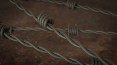 Savaş konsepti için Paslı Arkaplanda dikenli tel 3D Yapılandırma.