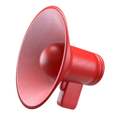 Pod oyuncuları veya sosyal medya 3d oluşturma için megafon png.