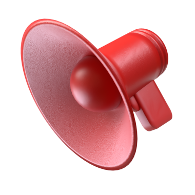 Pod oyuncuları veya sosyal medya 3d oluşturma için megafon png.