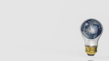 Dünya 'nın siyah arkaplanda ampulü ya da 3d enerji konsepti oluşturulması.