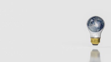 Dünya 'nın siyah arkaplanda ampulü ya da 3d enerji konsepti oluşturulması.