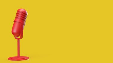 Pod oyuncuları için kırmızı mikrofon veya sosyal medya 3d oluşturma.