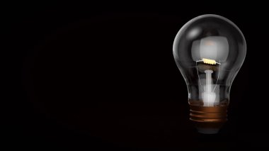 Fikir veya İş Konsepti 3d oluşturma için siyah arkaplan üzerindeki ampul.
