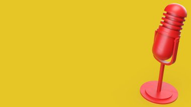Pod oyuncuları için kırmızı mikrofon veya sosyal medya 3d oluşturma.