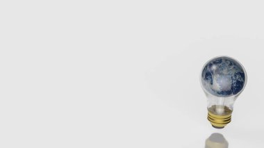 Dünya 'nın siyah arkaplanda ampulü ya da 3d enerji konsepti oluşturulması.