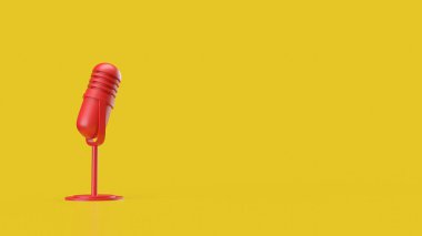 Pod oyuncuları için kırmızı mikrofon veya sosyal medya 3d oluşturma.