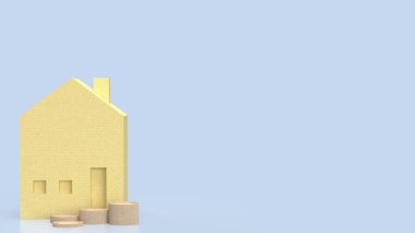  Ev ve madeni paralar mülk veya gayrimenkul konsepti 3d oluşturma.