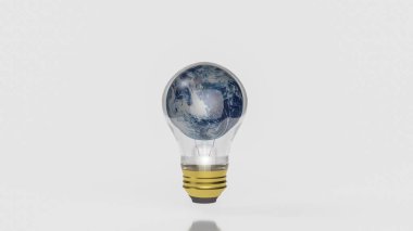 Dünya 'nın siyah arkaplanda ampulü ya da 3d enerji konsepti oluşturulması.