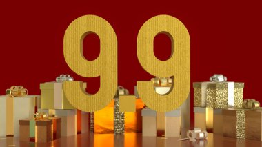 Hediye kutusu ve 9.9 promosyon veya iş konsepti 3D oluşturma.