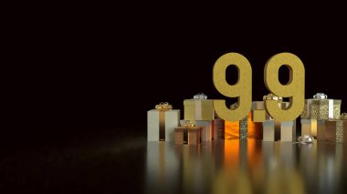 Hediye kutusu ve 9.9 promosyon veya iş konsepti 3D oluşturma.