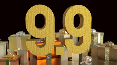 Hediye kutusu ve 9.9 promosyon veya iş konsepti 3D oluşturma.