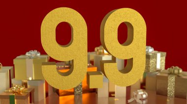 Hediye kutusu ve 9.9 promosyon veya iş konsepti 3D oluşturma.