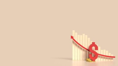 İş Konsepti 3D Hazırlama için Kırmızı Dolar Sembolü ve Sikkeler.