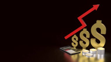 Altın Dolar ve Ok İş Konsepti 3D Hazırlama.