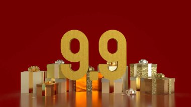 Hediye kutusu ve 9.9 promosyon veya iş konsepti 3D oluşturma.