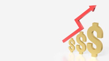 Altın Dolar ve Ok İş Konsepti 3D Hazırlama.