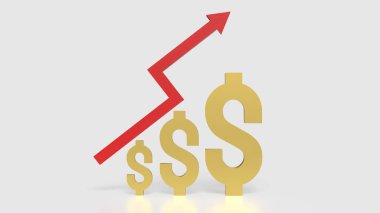 Altın Dolar ve Ok İş Konsepti 3D Hazırlama.