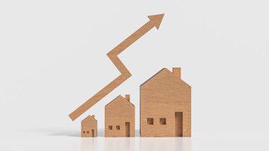 House and Arrow İş Konsepti 3D Hazırlama.