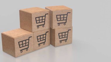 Satır konsepti 3d Hazırlama için alışveriş kutusu.