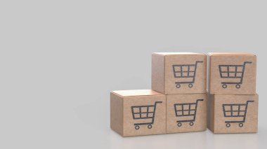 Satır konsepti 3d Hazırlama için alışveriş kutusu.