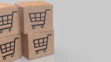 Satır konsepti 3d Hazırlama için alışveriş kutusu.