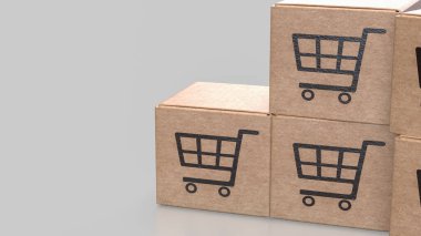 Satır konsepti 3d Hazırlama için alışveriş kutusu.