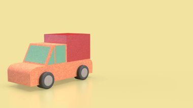 Nakliye ya da teslimat konsepti için kamyonet ve kart kutusu 3D.