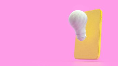 Fikir veya İş Konsepti 3d Hazırlama için ampul ve mobil.