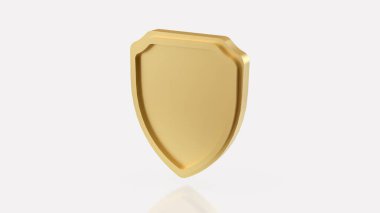 Beyaz arkaplanda Altın Kalkan Resim 3d Hazırlama.