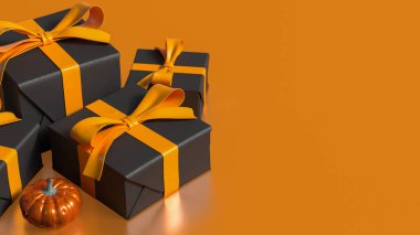 Cadılar Bayramı için balkabağı ve hediye kutusu ya da tatil konsepti 3D Hazırlama